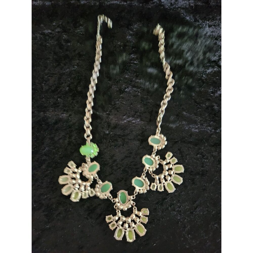 J. Crew Faux Jade Rhinestone Double Rolo Springtime Statement Necklace - Picture 5 of 5